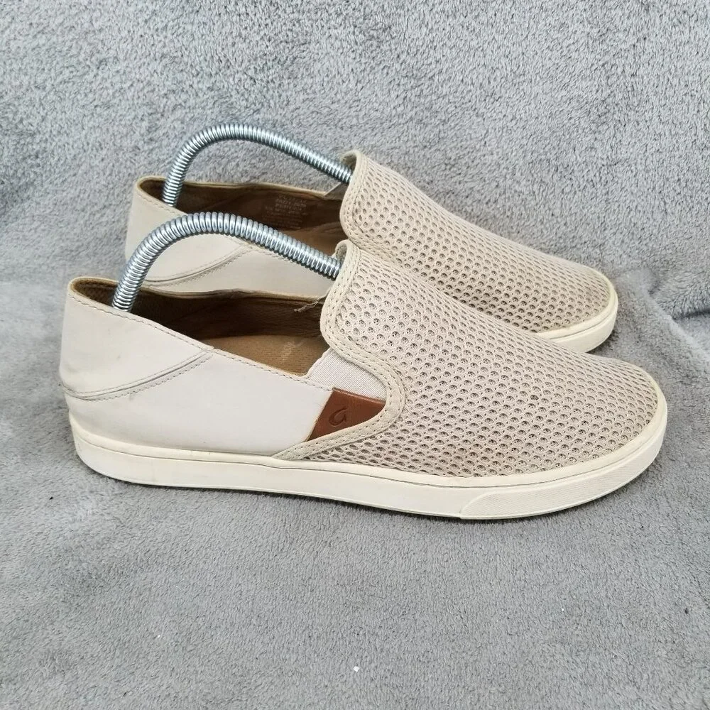 OluKai Shoes Womens 10 Tan Mesh Pehuea Slip On Sneakers *Read*